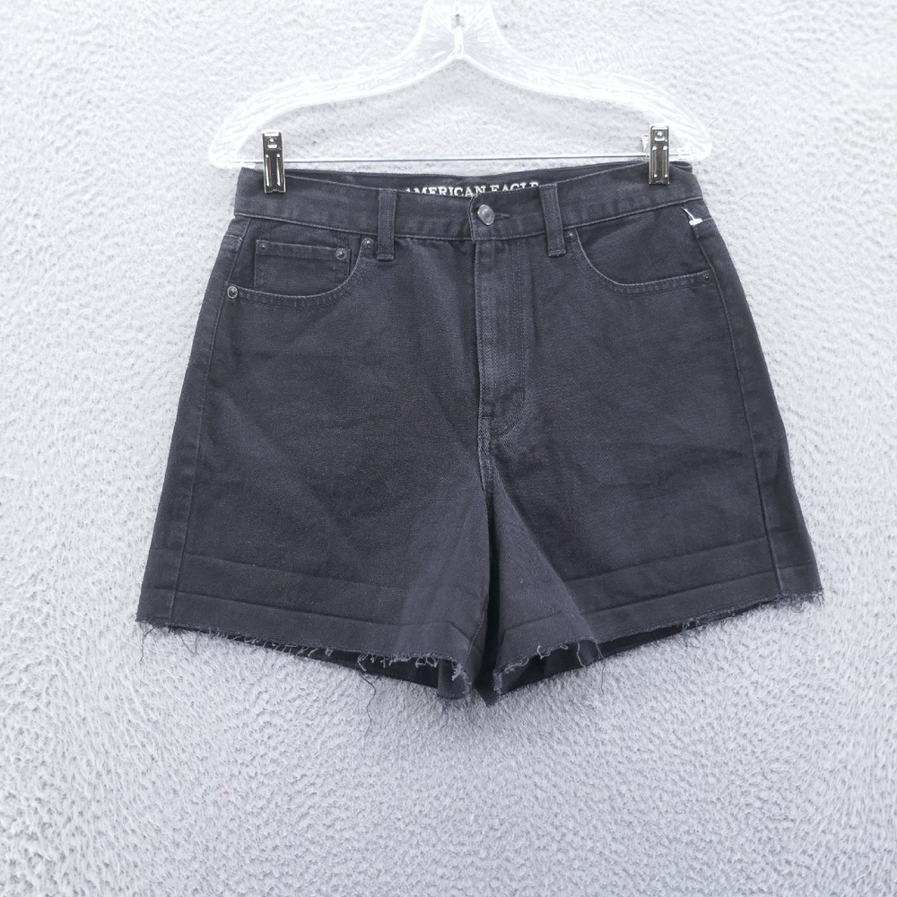 American Eagle Womens Denim‎ Mom Shorts Size 8 Black Flat Front 4" Inseam NEW